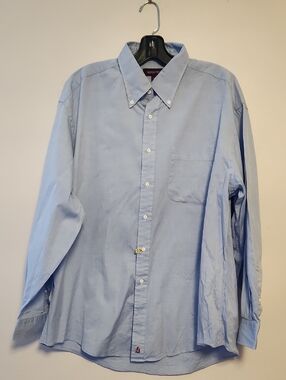 Nordstrom Light Blue Button-Down Men's Shirt - Classic Oxford Style Size 17 Neck